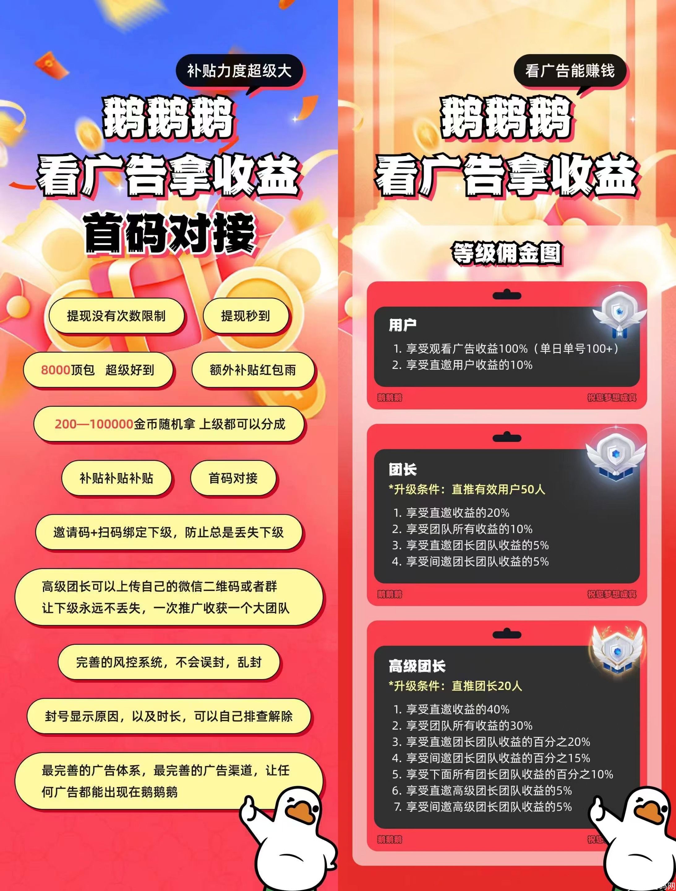 鹅鹅鹅：全新0撸首码上线，不养机，无限顶包8000，提现秒到_4